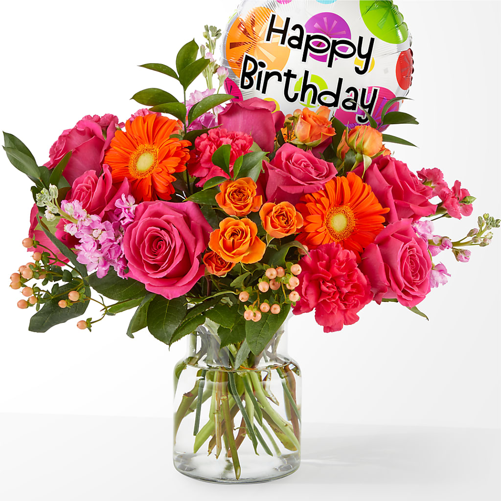 Fiesta Bouquet with Birthday Balloon – Harris Teeter, Matthews NC