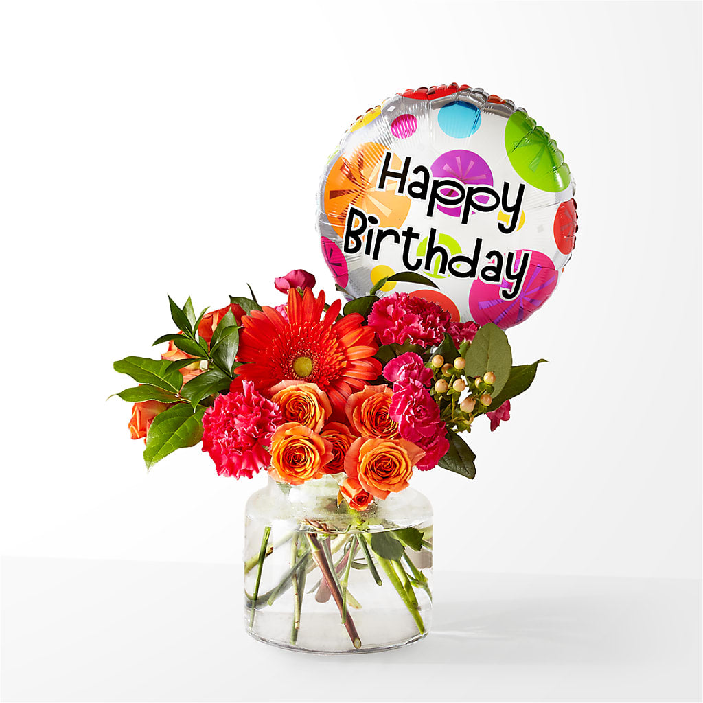 Fiesta Bouquet with Birthday Balloon – Harris Teeter, Matthews NC