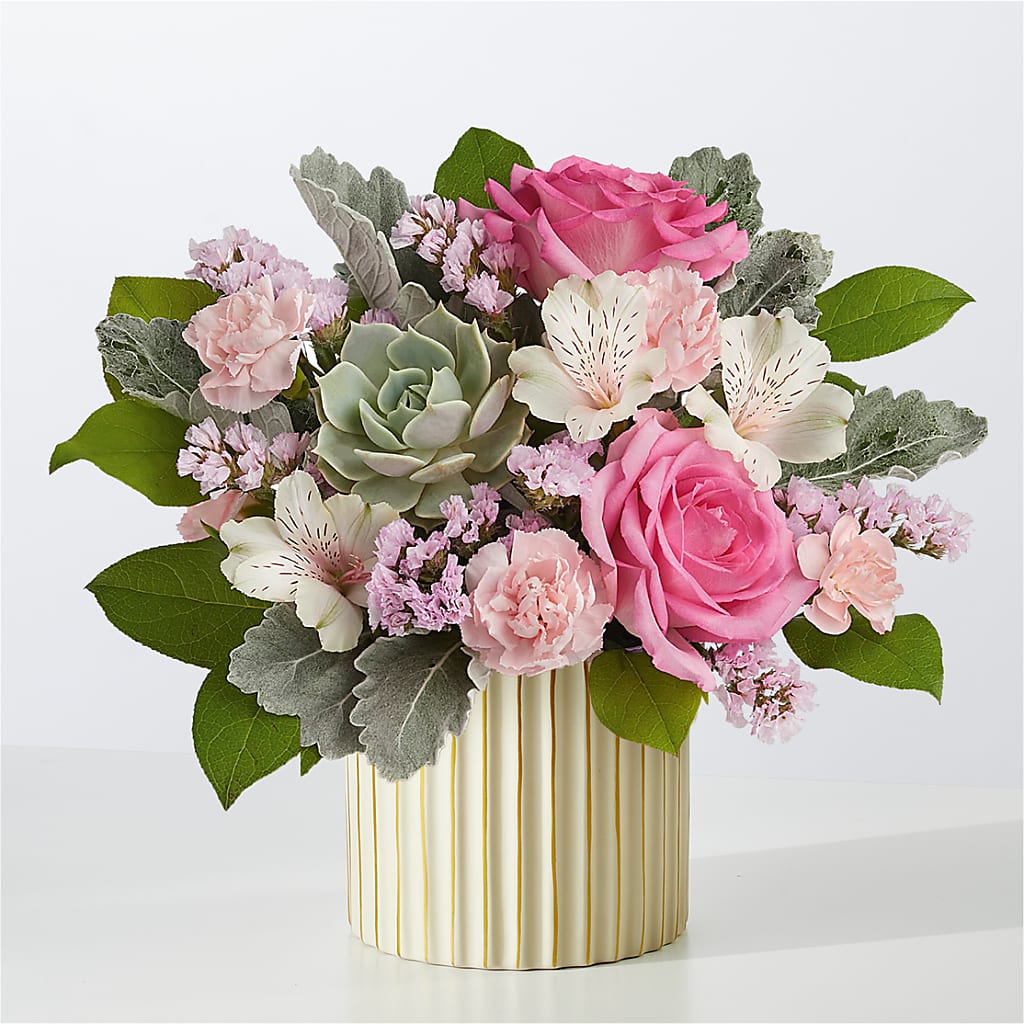 Dusty Rose Bouquet with Ivory Vase – Harris Teeter, Matthews NC