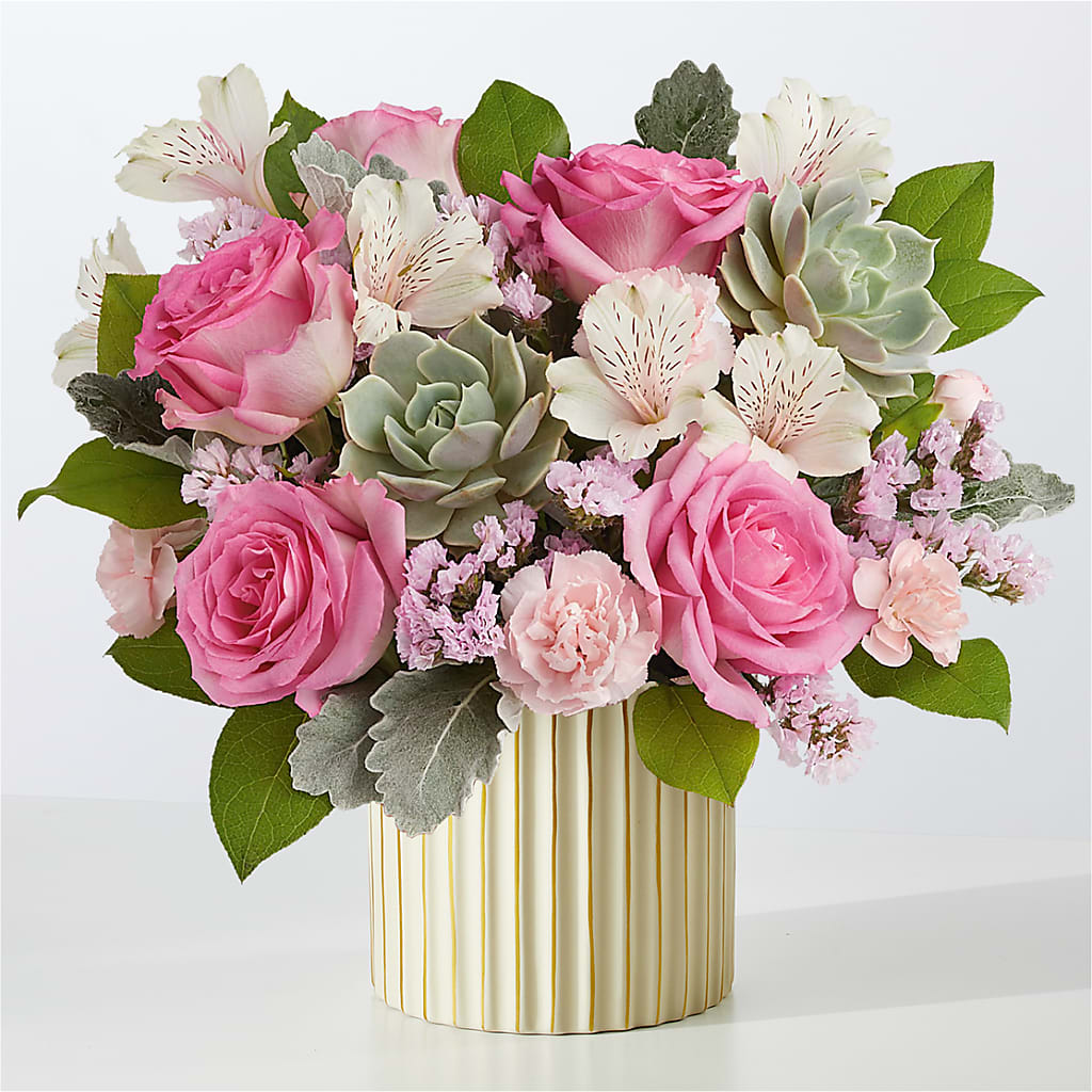 Dusty Rose Bouquet with Ivory Vase –  Harris Teeter, Matthews NC